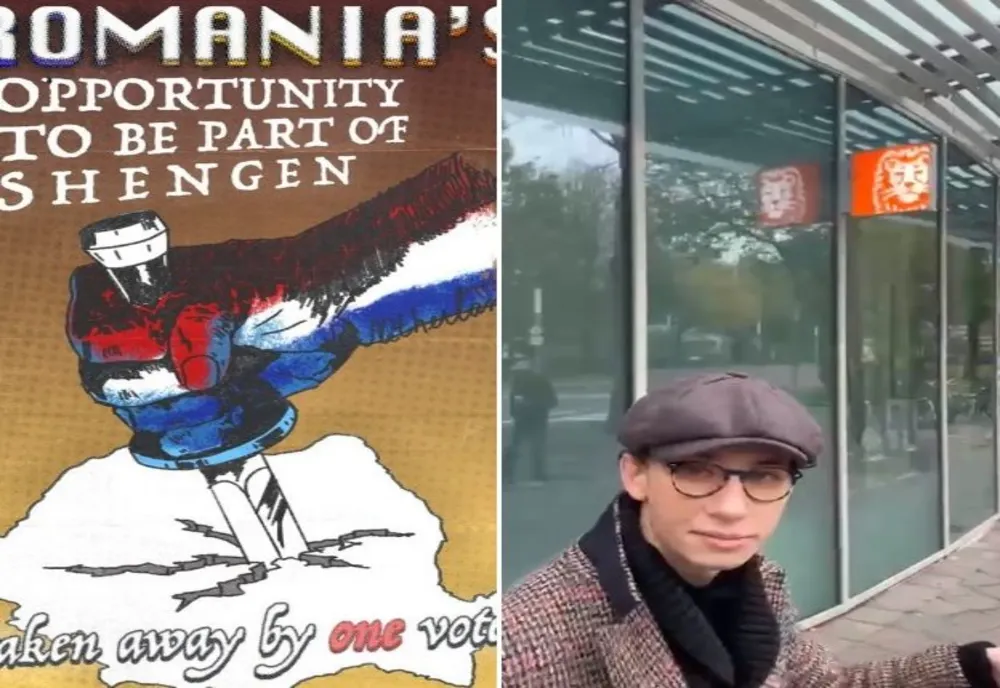 Protest al unui student buzoian în Olanda, faţă de atitudinea politicienilor din Ţările de Jos cu privire la aderarea României la Schengen