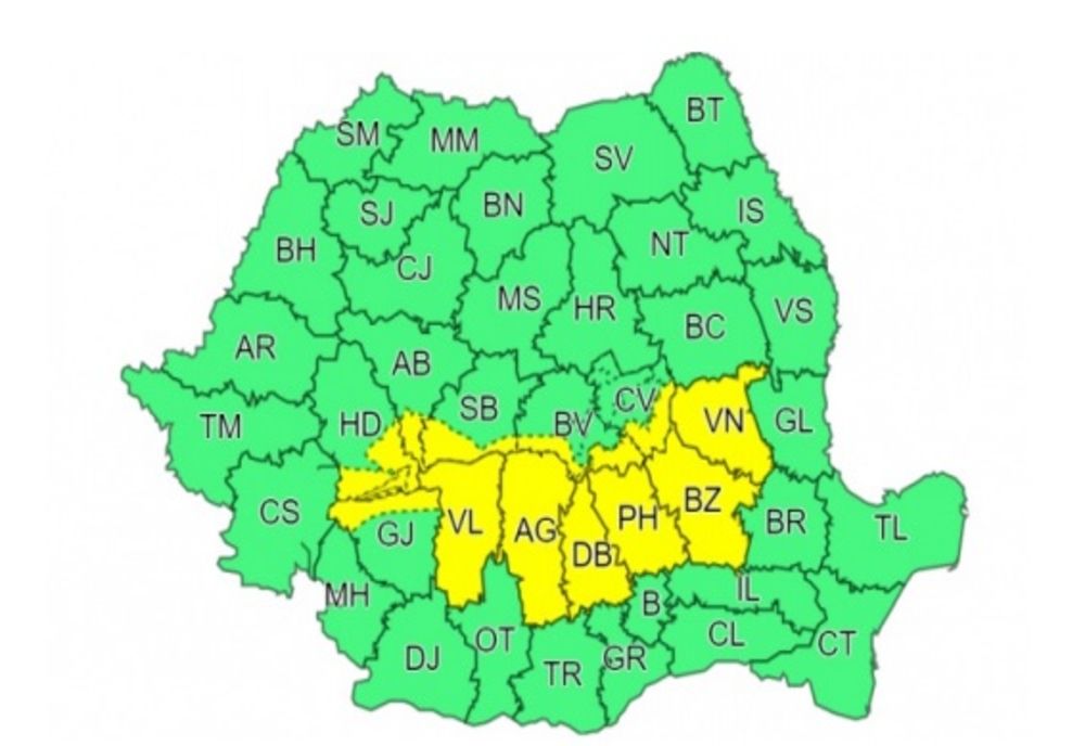 Buzăul: sub atenționare meteorologică de cod galben