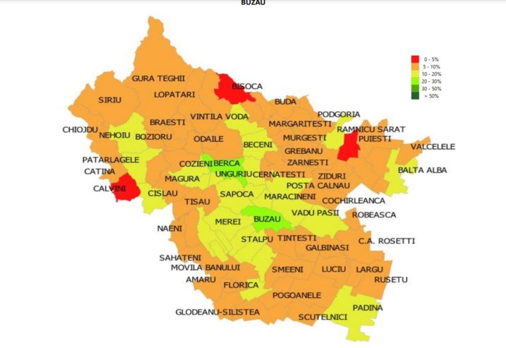 Harta vaccinării în județul Buzău