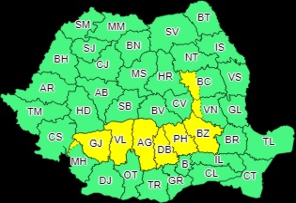 Cod galben de ploi în județul Buzău