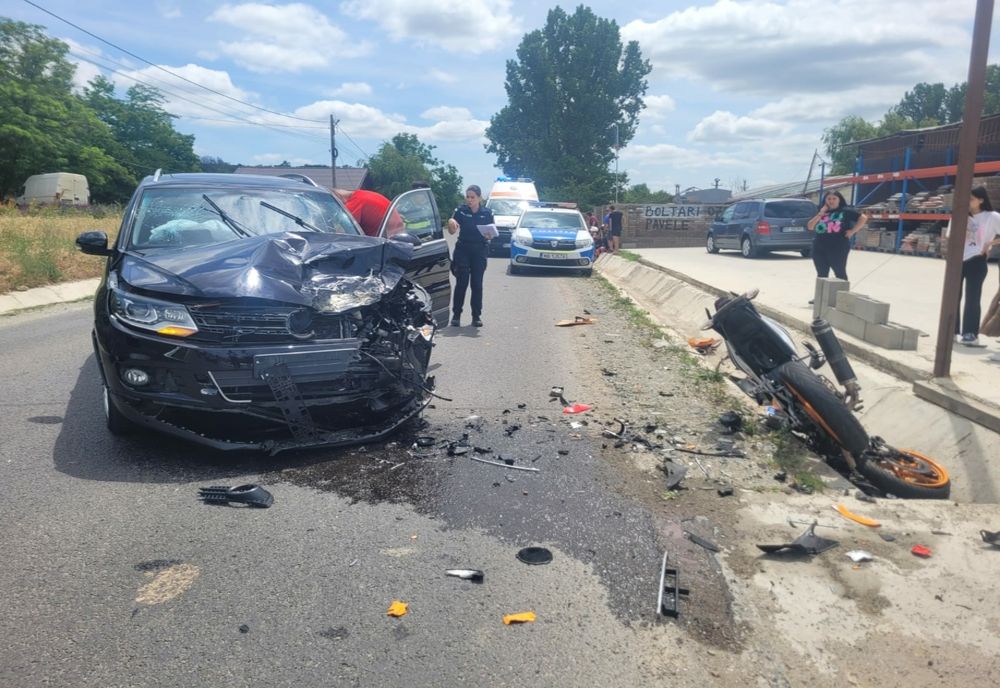 Tânăr de 17 ani, aflat pe o motocicletă, accidentat pe DJ203K, în localitatea Săpoca