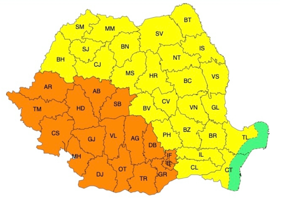 Cod PORTOCALIU de CANICULĂ: maximele sar la 37 de grade! 