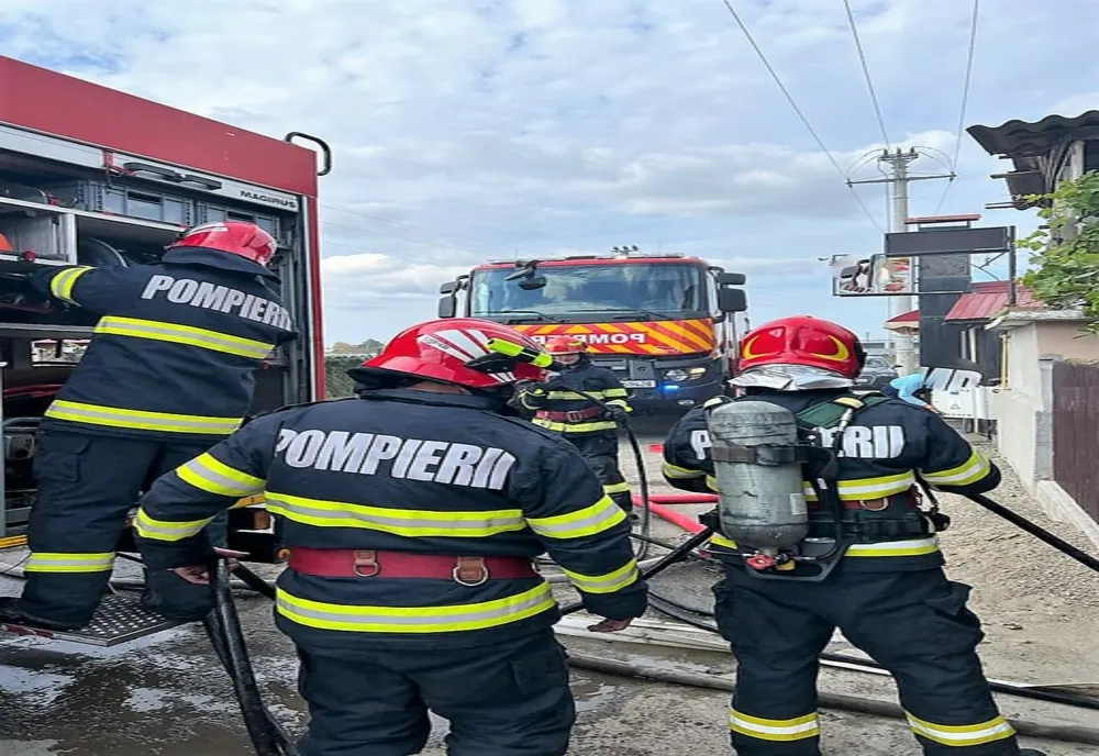 Incendiu la o hală industrială din comuna Gălbinași