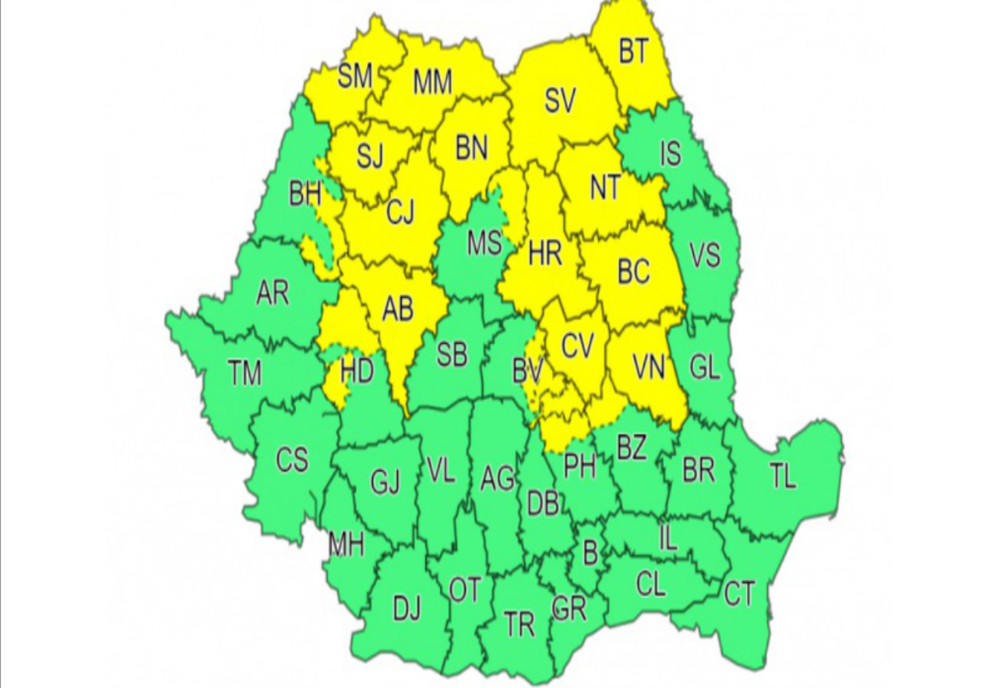 Avertizare cod galben în nordul județului