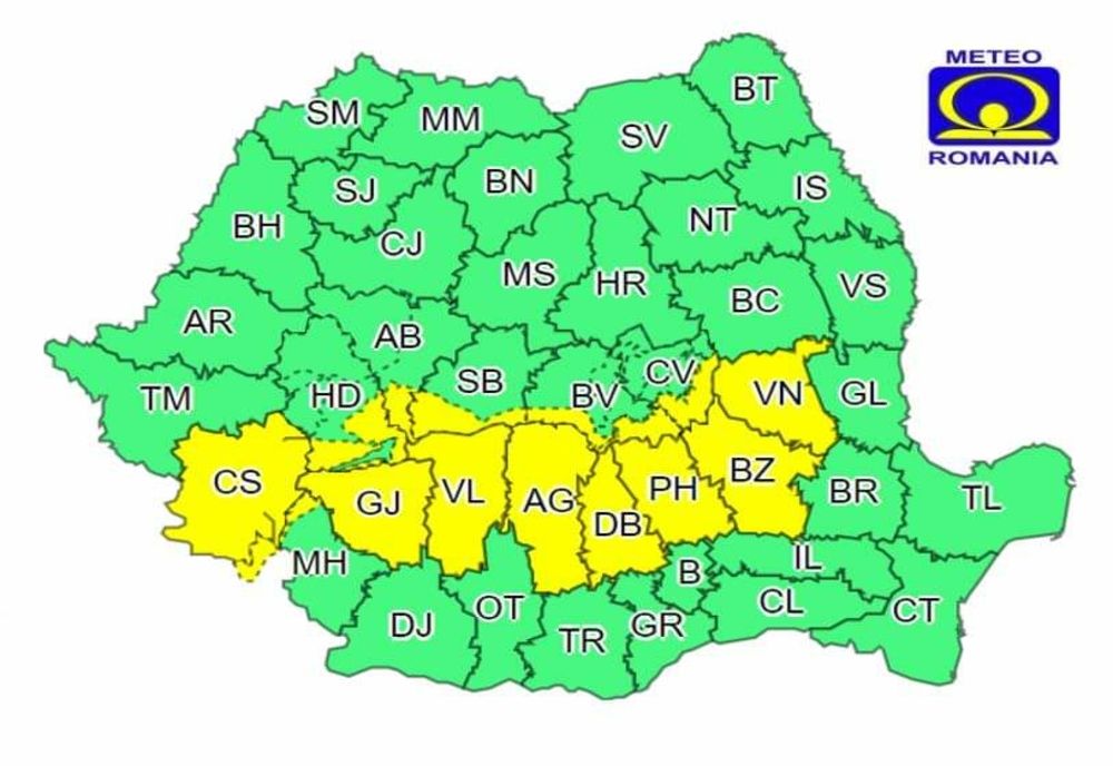 Două zile de cod galben de vreme rea în Buzău