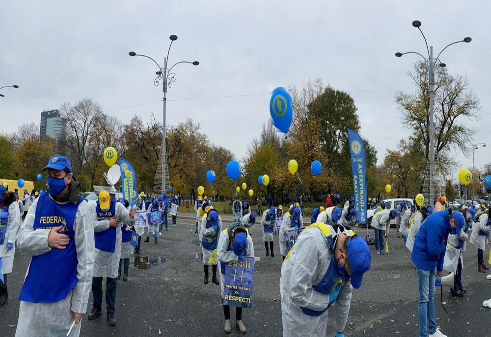 Protest la Prefectură al Federației „Solidaritatea Sanitară”