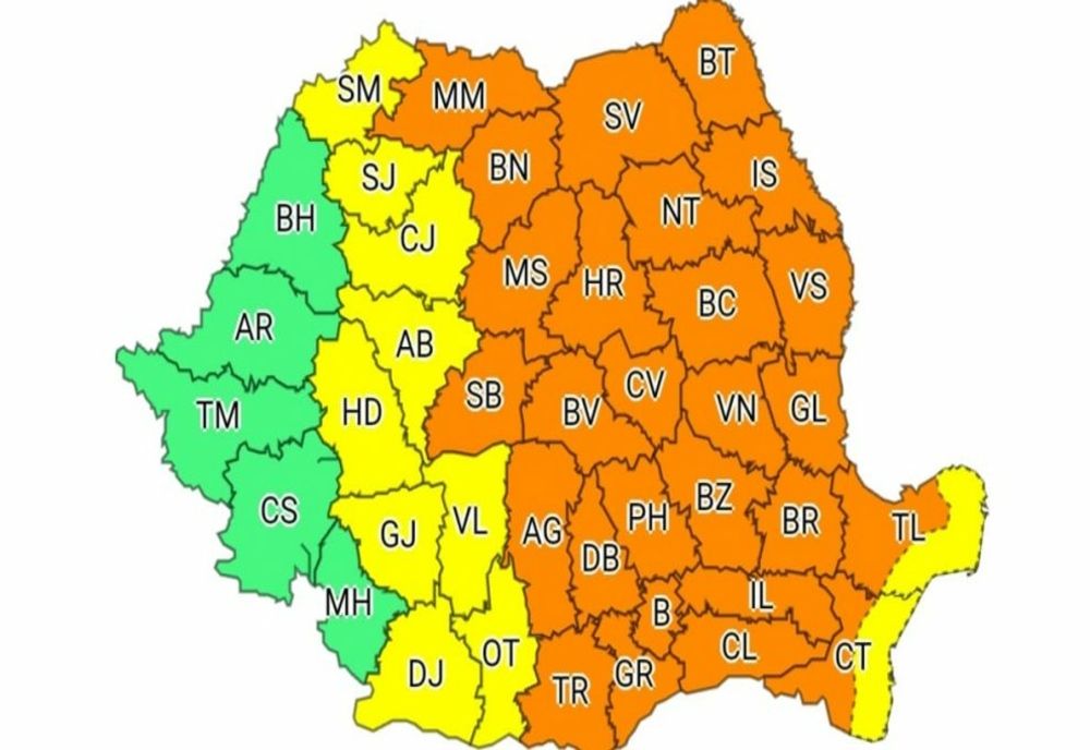 Cod portocaliu de vijelii și ploi abundente