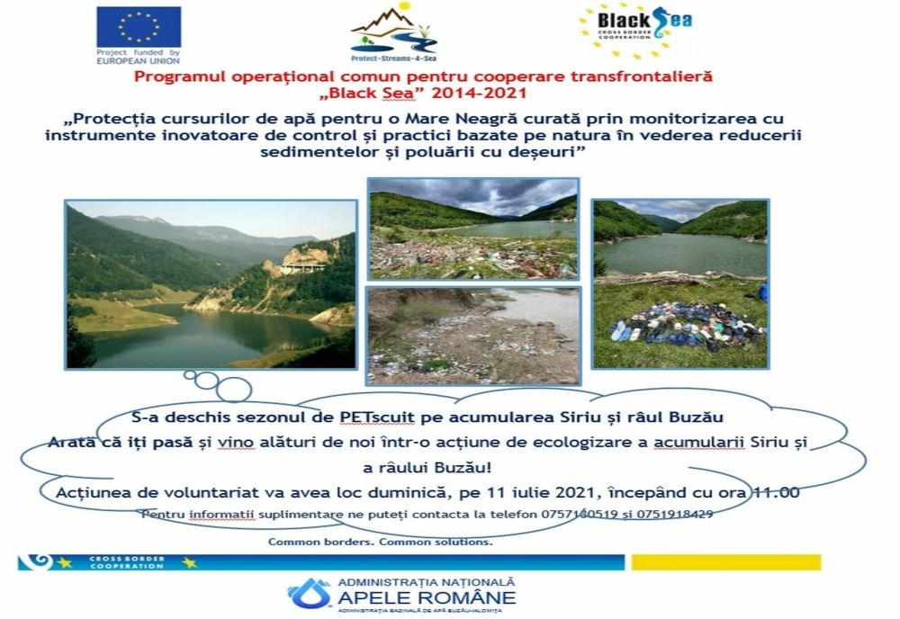 Eveniment de colectare deseuri plastic de pe acumularea Siriu  "Hai la marea PETscuiala!'