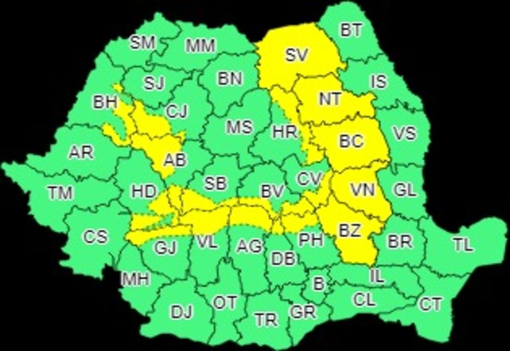 Cod Galben de instabilitate atmosferică până diseară în nordul județului Dâmbovița