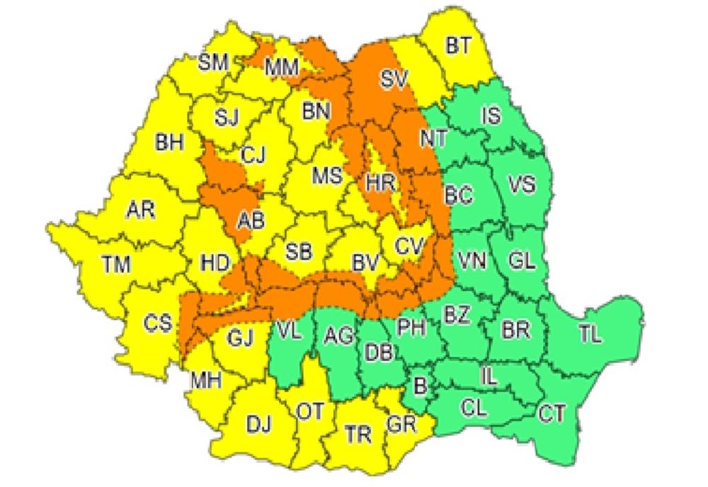 Cod portocaliu de viscol în zona de munte