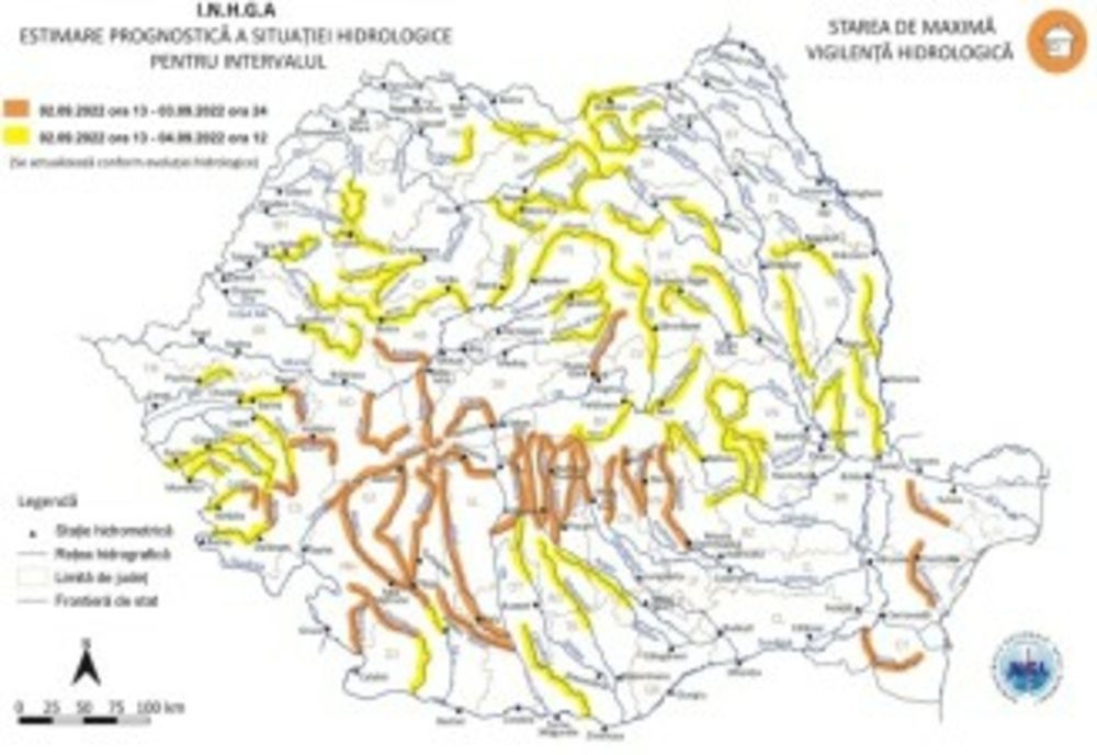 Coduri de inundații în mai multe județe